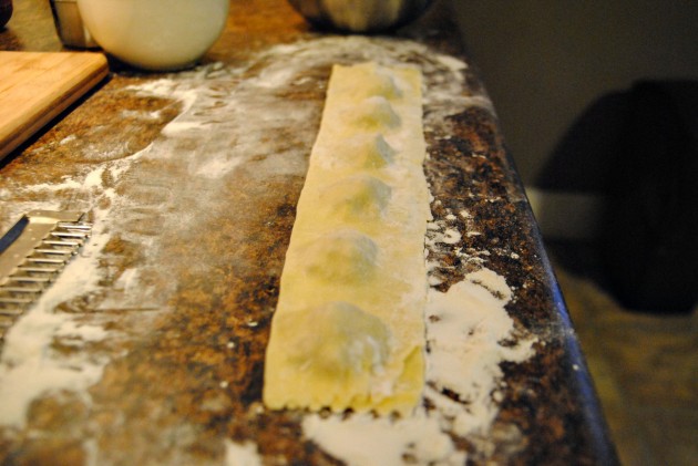 Ravioli formed and ready to be cut