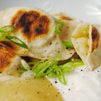 Apple, cabbage and cheddar perogies